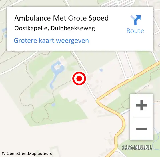 Locatie op kaart van de 112 melding: Ambulance Met Grote Spoed Naar Oostkapelle, Duinbeekseweg op 30 augustus 2015 14:30