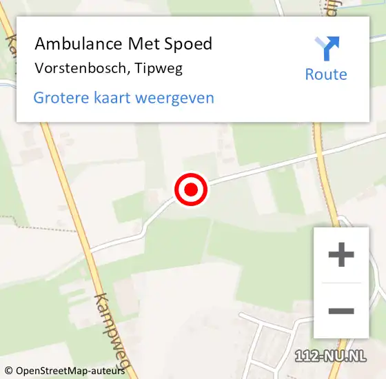 Locatie op kaart van de 112 melding: Ambulance Met Spoed Naar Vorstenbosch, Tipweg op 30 augustus 2015 14:42