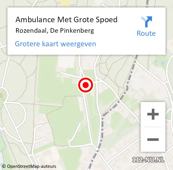 Locatie op kaart van de 112 melding: Ambulance Met Grote Spoed Naar Rozendaal, De Pinkenberg op 30 augustus 2015 15:00