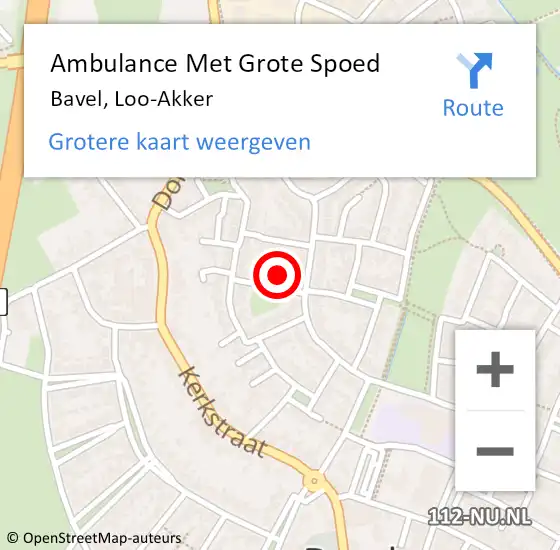 Locatie op kaart van de 112 melding: Ambulance Met Grote Spoed Naar Bavel, Loo-Akker op 30 augustus 2015 15:18