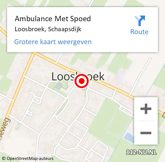 Locatie op kaart van de 112 melding: Ambulance Met Spoed Naar Loosbroek, Schaapsdijk op 30 augustus 2015 15:19