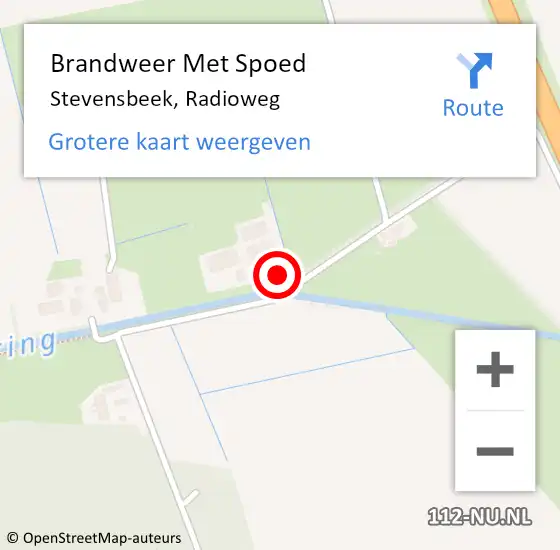 Locatie op kaart van de 112 melding: Brandweer Met Spoed Naar Stevensbeek, Radioweg op 30 augustus 2015 15:28