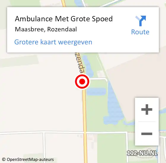 Locatie op kaart van de 112 melding: Ambulance Met Grote Spoed Naar Maasbree, Rozendaal op 30 augustus 2015 16:09