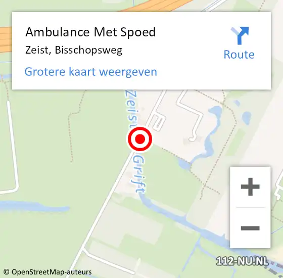 Locatie op kaart van de 112 melding: Ambulance Met Spoed Naar Zeist, Bisschopsweg op 30 augustus 2015 16:37
