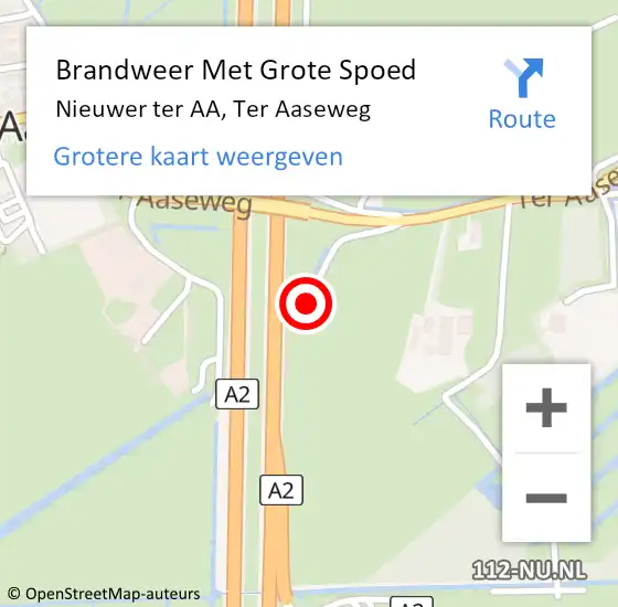 Locatie op kaart van de 112 melding: Brandweer Met Grote Spoed Naar Nieuwer ter AA, Ter Aaseweg op 30 augustus 2015 16:39