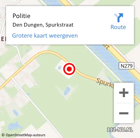 Locatie op kaart van de 112 melding: Politie Den Dungen, Spurkstraat op 30 augustus 2015 17:07