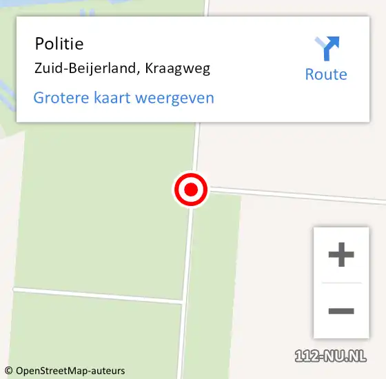 Locatie op kaart van de 112 melding: Politie Zuid-Beijerland, Kraagweg op 30 augustus 2015 17:07