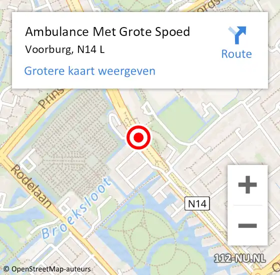 Locatie op kaart van de 112 melding: Ambulance Met Grote Spoed Naar Voorburg, N14 L op 30 augustus 2015 17:12