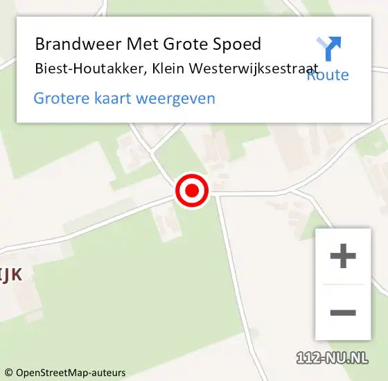 Locatie op kaart van de 112 melding: Brandweer Met Grote Spoed Naar Biest-Houtakker, Klein Westerwijksestraat op 30 augustus 2015 17:16