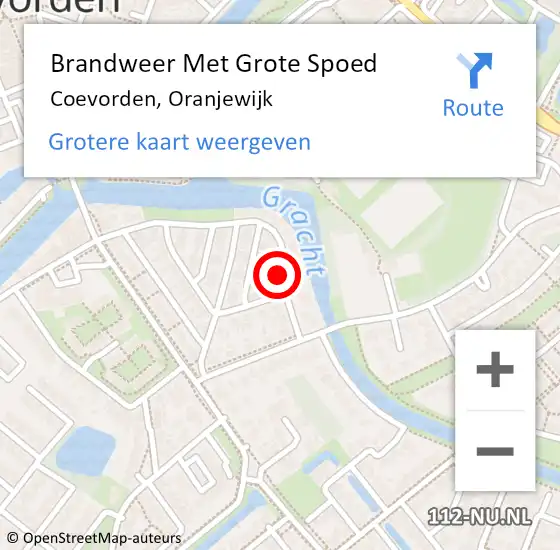 Locatie op kaart van de 112 melding: Brandweer Met Grote Spoed Naar Coevorden, Oranjewijk op 30 augustus 2015 17:35