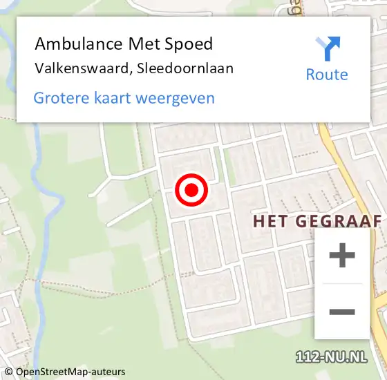 Locatie op kaart van de 112 melding: Ambulance Met Spoed Naar Valkenswaard, Sleedoornlaan op 30 augustus 2015 18:01