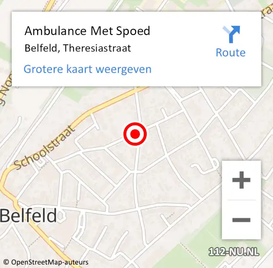 Locatie op kaart van de 112 melding: Ambulance Met Spoed Naar Belfeld, Theresiastraat op 30 augustus 2015 18:06