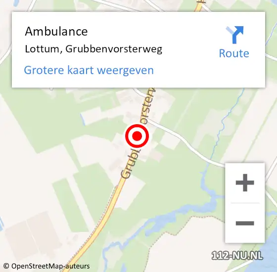 Locatie op kaart van de 112 melding: Ambulance Lottum, Grubbenvorsterweg op 30 augustus 2015 18:27