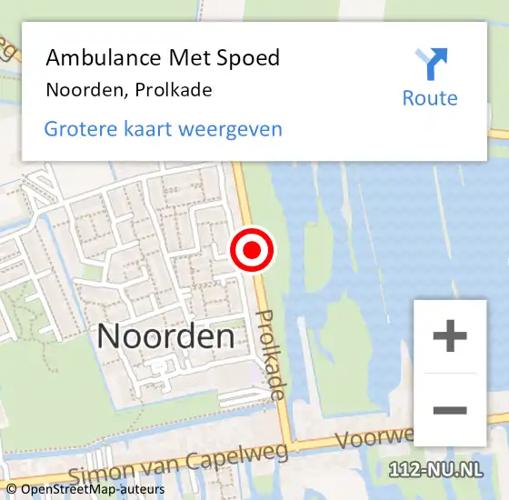 Locatie op kaart van de 112 melding: Ambulance Met Spoed Naar Noorden, Prolkade op 30 augustus 2015 18:38
