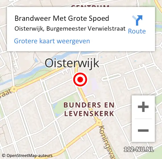 Locatie op kaart van de 112 melding: Brandweer Met Grote Spoed Naar Oisterwijk, Burgemeester Verwielstraat op 30 augustus 2015 18:45