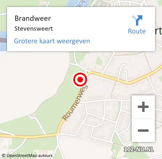 Locatie op kaart van de 112 melding: Brandweer Stevensweert op 30 augustus 2015 19:03