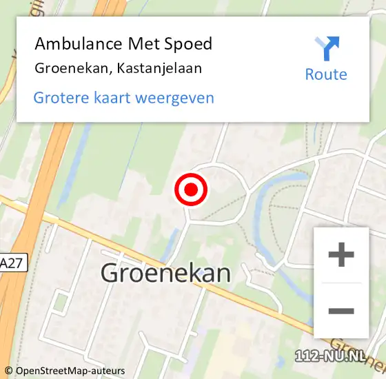 Locatie op kaart van de 112 melding: Ambulance Met Spoed Naar Groenekan, Kastanjelaan op 30 augustus 2015 19:34