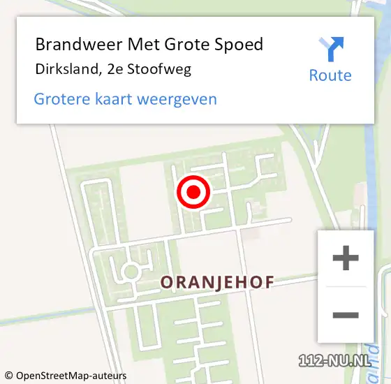 Locatie op kaart van de 112 melding: Brandweer Met Grote Spoed Naar Dirksland, 2e Stoofweg op 30 augustus 2015 19:38