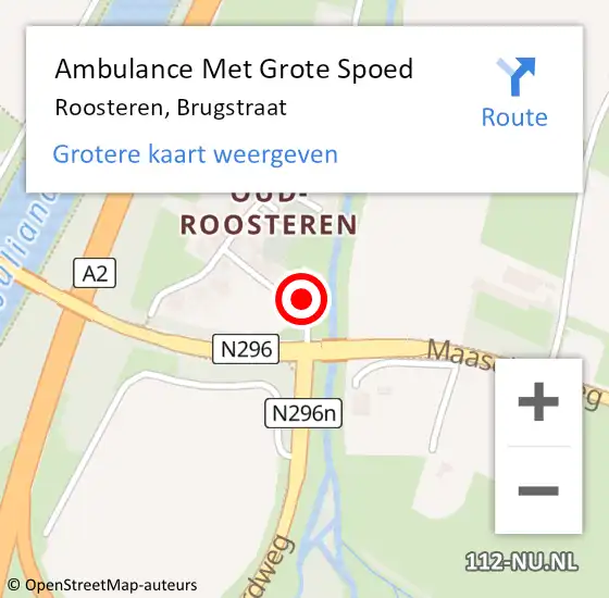 Locatie op kaart van de 112 melding: Ambulance Met Grote Spoed Naar Roosteren, Brugstraat op 30 augustus 2015 20:54