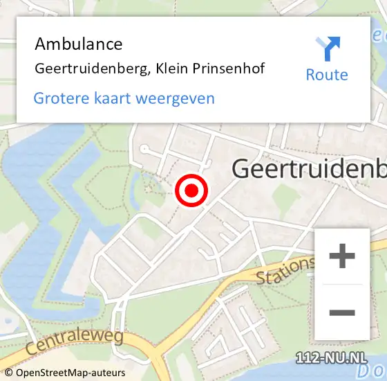 Locatie op kaart van de 112 melding: Ambulance Geertruidenberg, Klein Prinsenhof op 30 augustus 2015 21:04