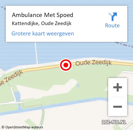 Locatie op kaart van de 112 melding: Ambulance Met Spoed Naar Kattendijke, Oude Zeedijk op 30 augustus 2015 21:06