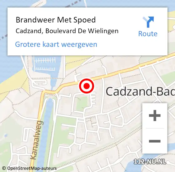 Locatie op kaart van de 112 melding: Brandweer Met Spoed Naar Cadzand, Boulevard De Wielingen op 30 augustus 2015 21:44