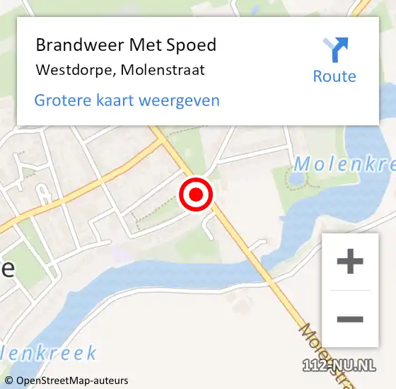 Locatie op kaart van de 112 melding: Brandweer Met Spoed Naar Westdorpe, Molenstraat op 30 augustus 2015 22:01