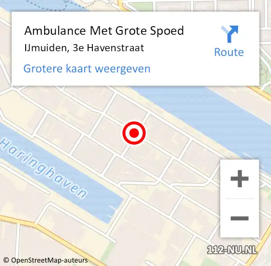 Locatie op kaart van de 112 melding: Ambulance Met Grote Spoed Naar IJmuiden, 3e Havenstraat op 30 augustus 2015 22:18