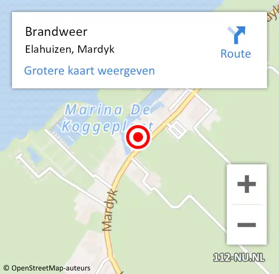 Locatie op kaart van de 112 melding: Brandweer Elahuizen, Mardyk op 30 augustus 2015 22:27