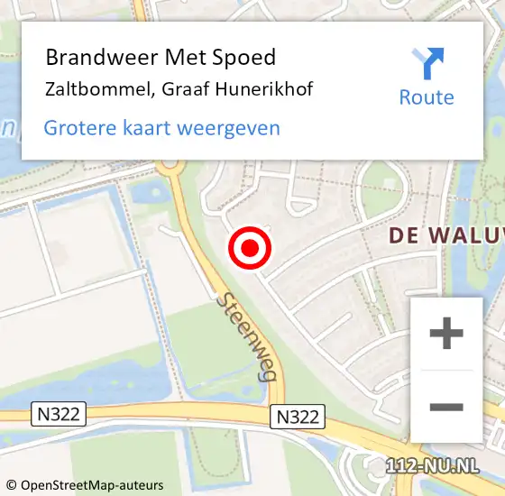 Locatie op kaart van de 112 melding: Brandweer Met Spoed Naar Zaltbommel, Graaf Hunerikhof op 30 augustus 2015 22:49