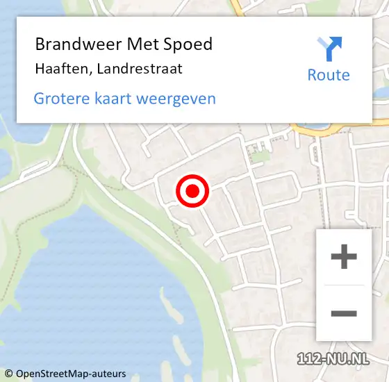 Locatie op kaart van de 112 melding: Brandweer Met Spoed Naar Haaften, Landrestraat op 30 augustus 2015 22:56