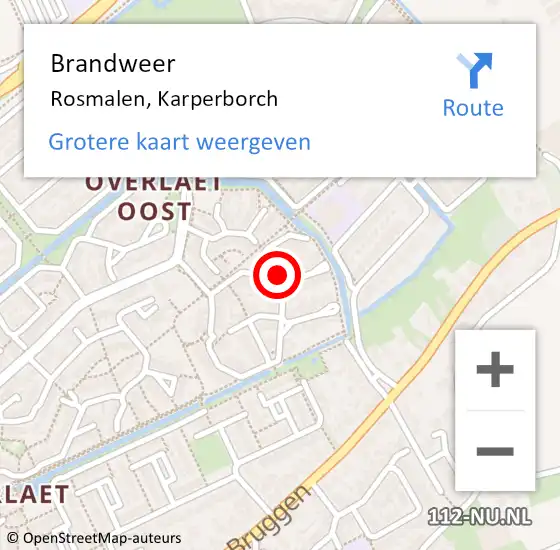 Locatie op kaart van de 112 melding: Brandweer Rosmalen, Karperborch op 30 augustus 2015 23:08