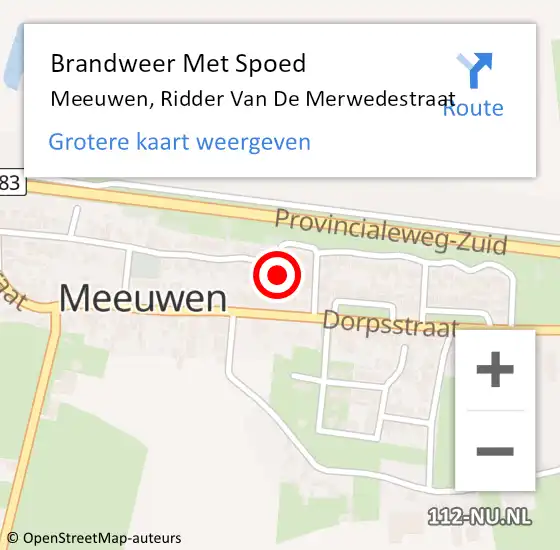 Locatie op kaart van de 112 melding: Brandweer Met Spoed Naar Meeuwen, Ridder Van De Merwedestraat op 30 augustus 2015 23:12