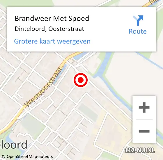 Locatie op kaart van de 112 melding: Brandweer Met Spoed Naar Dinteloord, Oosterstraat op 30 augustus 2015 23:23