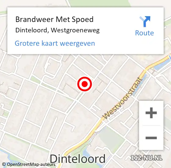 Locatie op kaart van de 112 melding: Brandweer Met Spoed Naar Dinteloord, Westgroeneweg op 30 augustus 2015 23:26