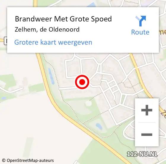 Locatie op kaart van de 112 melding: Brandweer Met Grote Spoed Naar Zelhem, de Oldenoord op 30 augustus 2015 23:52