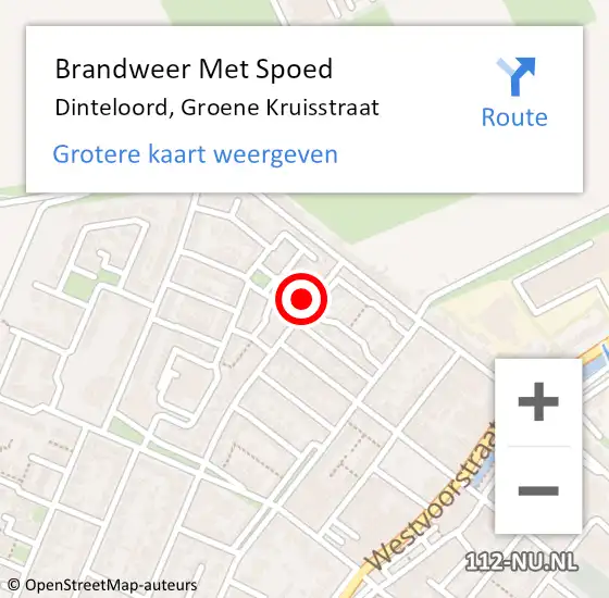 Locatie op kaart van de 112 melding: Brandweer Met Spoed Naar Dinteloord, Groene Kruisstraat op 31 augustus 2015 00:01