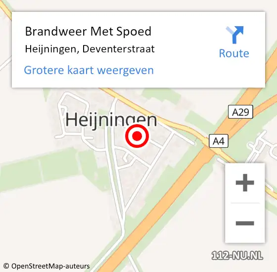 Locatie op kaart van de 112 melding: Brandweer Met Spoed Naar Heijningen, Deventerstraat op 31 augustus 2015 00:09