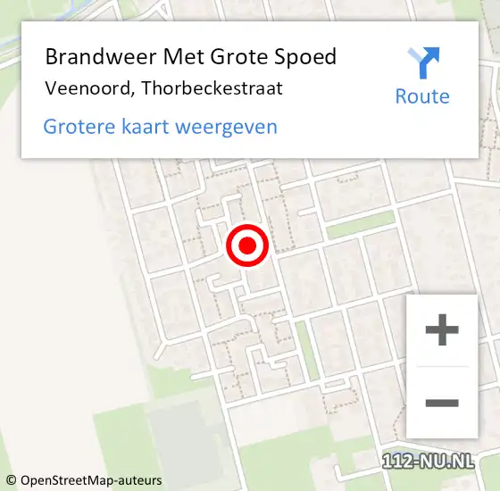 Locatie op kaart van de 112 melding: Brandweer Met Grote Spoed Naar Veenoord, Thorbeckestraat op 31 augustus 2015 00:12