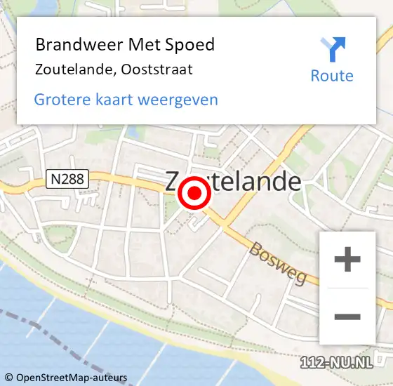 Locatie op kaart van de 112 melding: Brandweer Met Spoed Naar Zoutelande, Ooststraat op 31 augustus 2015 00:30