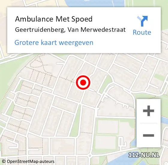 Locatie op kaart van de 112 melding: Ambulance Met Spoed Naar Geertruidenberg, Van Merwedestraat op 31 augustus 2015 00:37