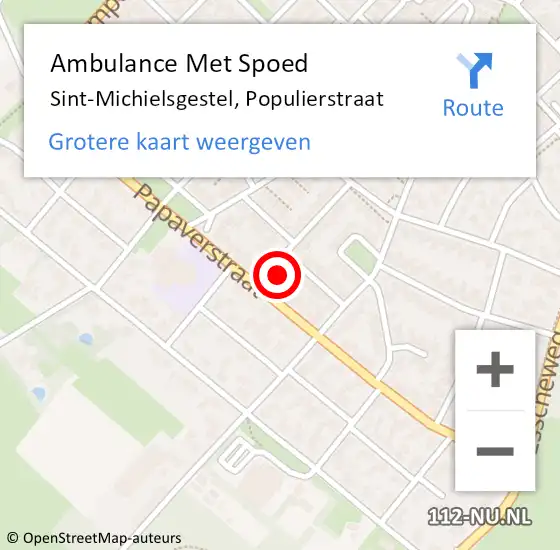 Locatie op kaart van de 112 melding: Ambulance Met Spoed Naar Sint-Michielsgestel, Populierstraat op 19 november 2013 03:40