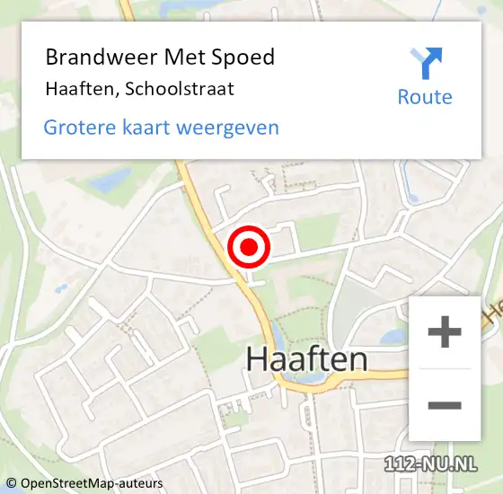 Locatie op kaart van de 112 melding: Brandweer Met Spoed Naar Haaften, Schoolstraat op 31 augustus 2015 00:48