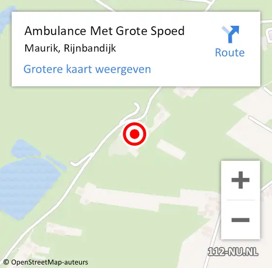 Locatie op kaart van de 112 melding: Ambulance Met Grote Spoed Naar Maurik, Rijnbandijk op 19 november 2013 03:51