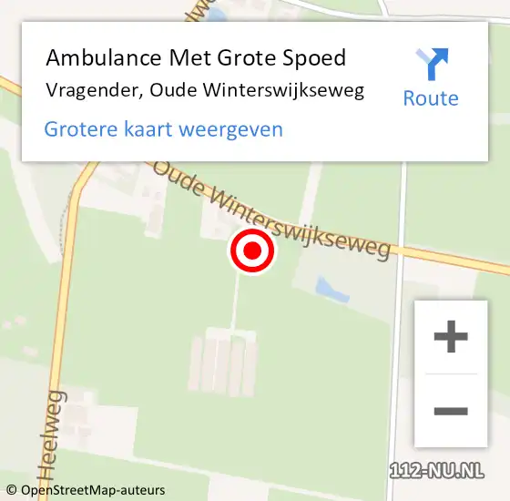 Locatie op kaart van de 112 melding: Ambulance Met Grote Spoed Naar Vragender, Oude Winterswijkseweg op 31 augustus 2015 01:03