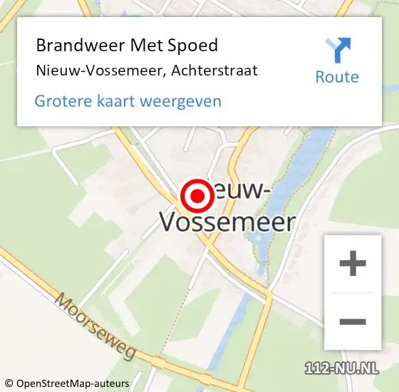 Locatie op kaart van de 112 melding: Brandweer Met Spoed Naar Nieuw-Vossemeer, Achterstraat op 31 augustus 2015 01:40