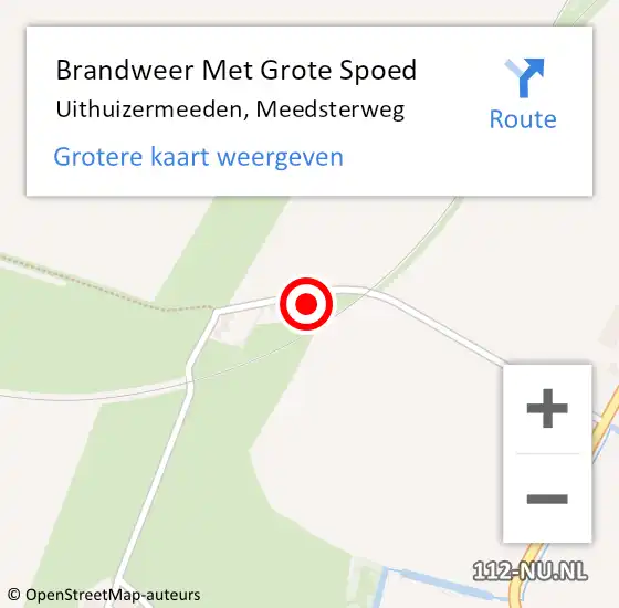 Locatie op kaart van de 112 melding: Brandweer Met Grote Spoed Naar Uithuizermeeden, Meedsterweg op 31 augustus 2015 01:54