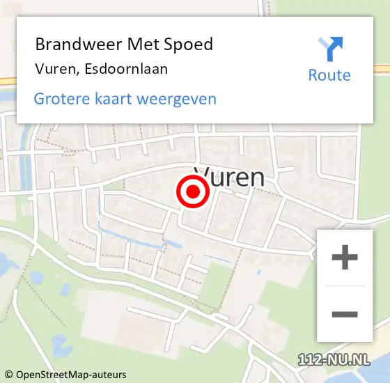 Locatie op kaart van de 112 melding: Brandweer Met Spoed Naar Vuren, Esdoornlaan op 31 augustus 2015 02:17