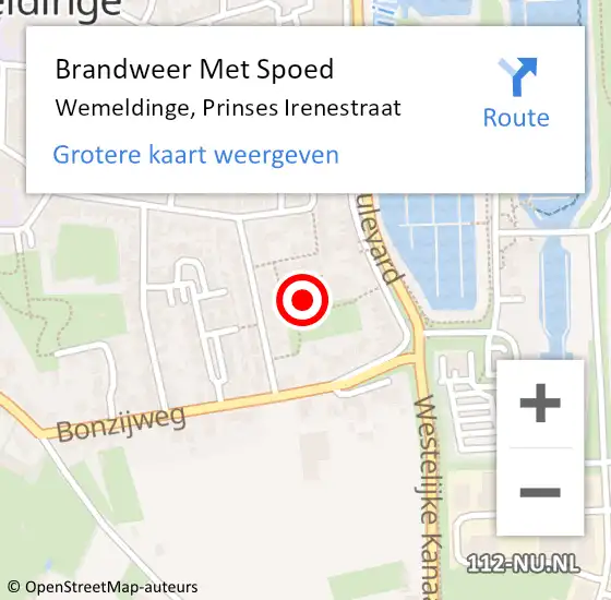 Locatie op kaart van de 112 melding: Brandweer Met Spoed Naar Wemeldinge, Prinses Irenestraat op 31 augustus 2015 02:17