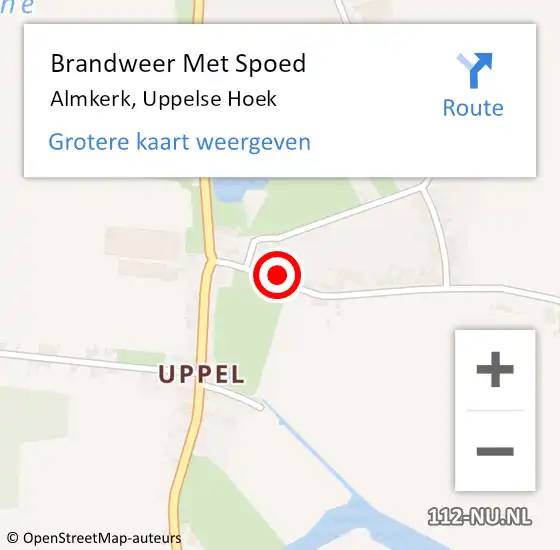 Locatie op kaart van de 112 melding: Brandweer Met Spoed Naar Almkerk, Uppelse Hoek op 31 augustus 2015 02:18